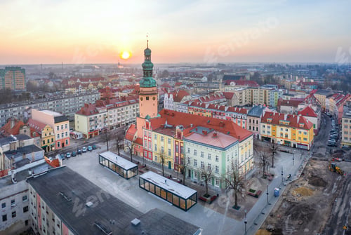 Preview: Olawa, Poland. Aerial view of main market square
