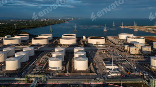 Preview: Aerial view oil and gas depot industrial facility for storage logistic petrochemical product.