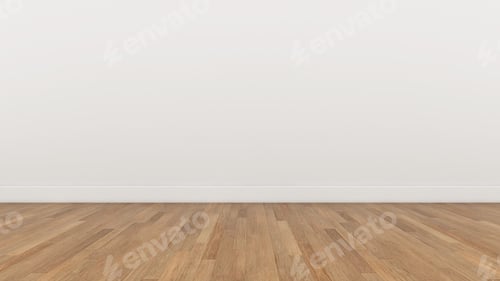 Preview: Empty Room with Wooden Floor and White Wall