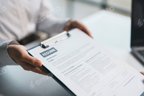 Preview: Graduates fill out the human Resources department application form and prepare personal document det