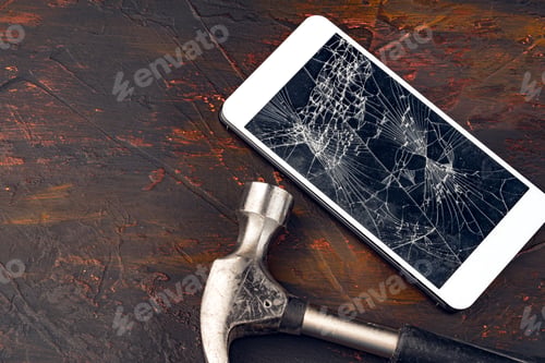 Preview: Digital gadget with tools. Repairing smartphone concept