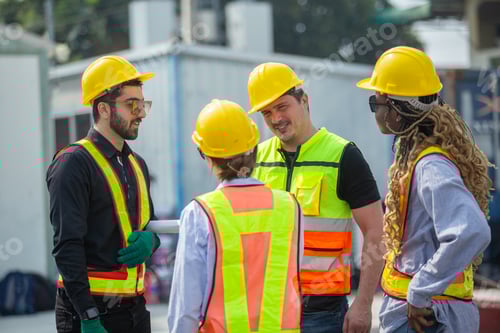 Preview: Engineering and foreman shaking hands on construction site and Agree. partnership and connection.