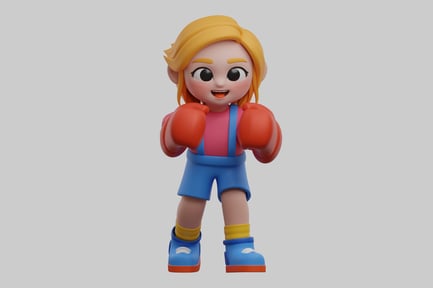 Preview: Cartoon boxing girl character