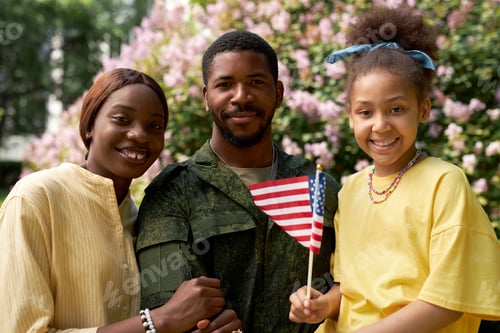 Vista previa: African American family of three outdoors