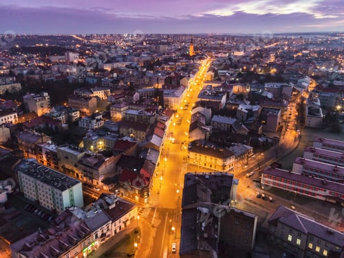 Preview: Skyline of Tarnow City in Malopolska Region of Poland at Twilight