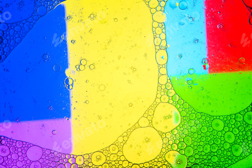 Preview: Bubbling liquid on varicolored background