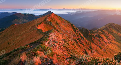 Preview: Mountain landscape sunny autumn morning