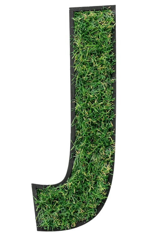 Vista previa: Letter J made of green grass isolated on white.