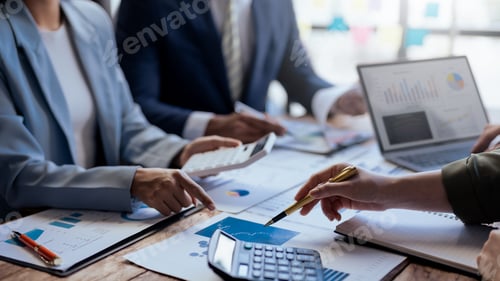 Preview: Business people meeting. Close up of hands business people working together in meeting