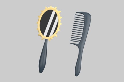 Preview: Hand mirror with comb set