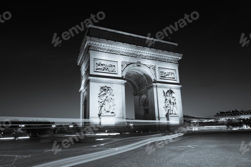Preview: Night view of Arc de Triomphe - Triumphal Arc in Paris, France