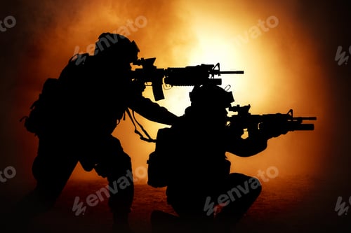 Preview: Two attacking soldiers surrounded flame and smoke