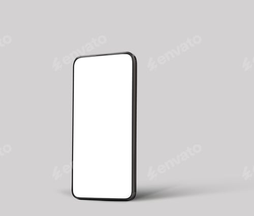 Preview: Smartphone with empty screen on light grey background. Mockup for design