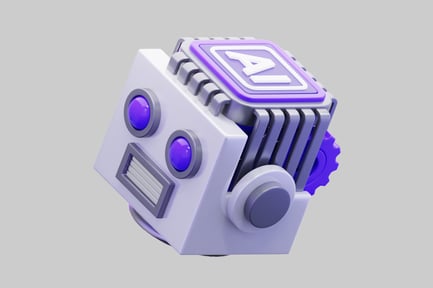 Preview: Futuristic AI Robot With Purple Accents And Gears