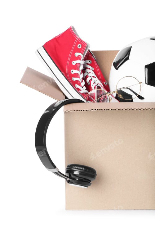 Preview: Box with unwanted stuff isolated on white