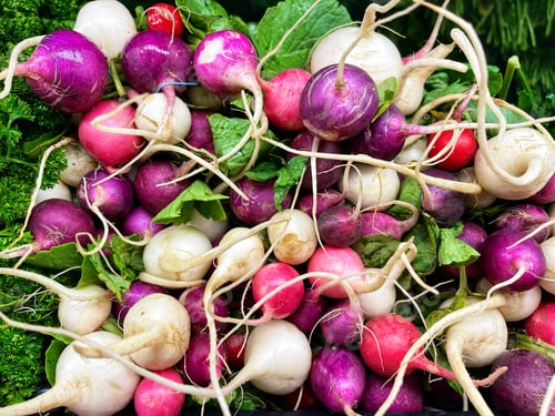 Preview: Organic Rainbow Radishes at the Local Market