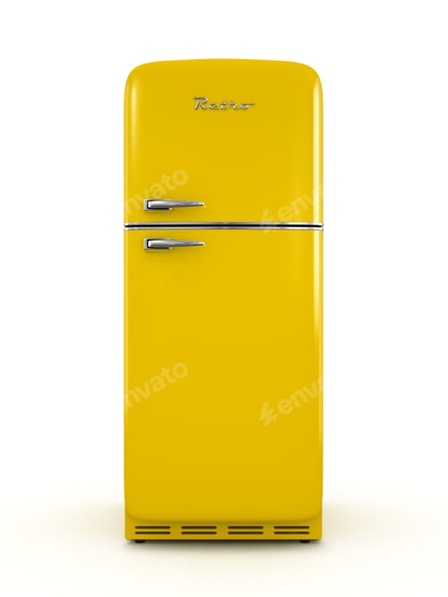 Preview: Retro fridge isolated on white background 3D rendering