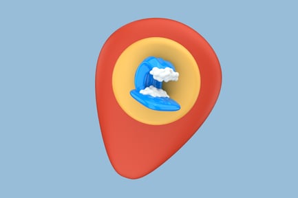 Preview: Map pin with Wave motif 3D Illustration