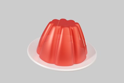 Preview: A red-orange jelly dessert on a white plate