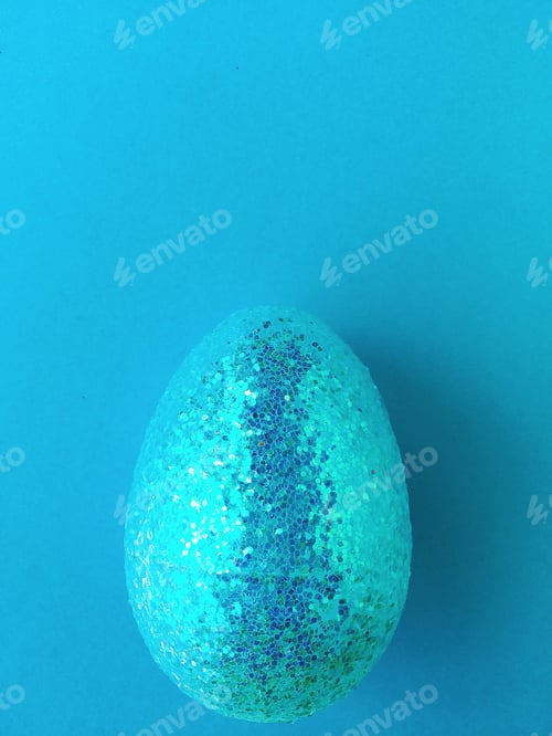 Preview: Blue minimal sparkly aqua Easter egg