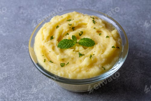 Preview: Serving of creamy mashed potato made from boiled potatoes. Turkish name; patates puresi