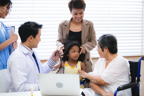 Preview: Doctor checking consultation with patient for checkup. work on healthcare paperwork