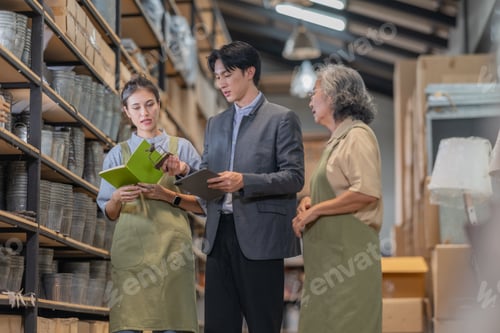 Preview: Asian Male Investor Touring Family-Run Ceramic Warehouse for Partnership Deal