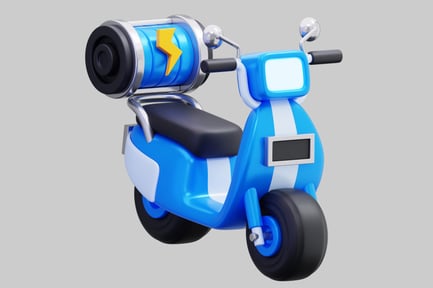 Preview: Stylized 3D Electric Scooter With Battery
