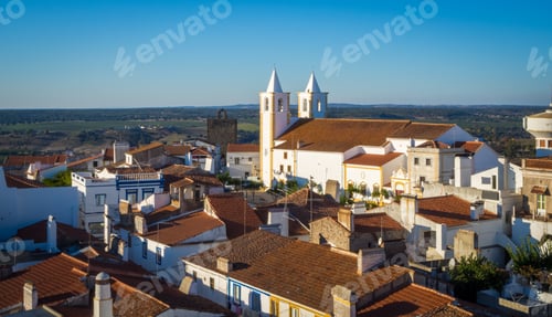 Preview: High angle shot of a lot of buildings in the village of Avis Alentejo, Portugal