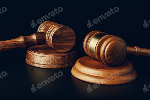 Preview: Judge gavel close up on paper background. Law and justice, legality concept