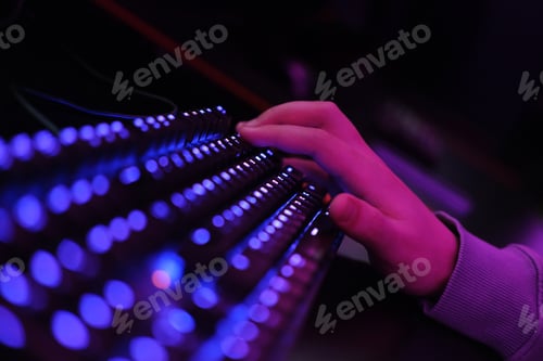 Preview: Close-up of a keyboard in neon color