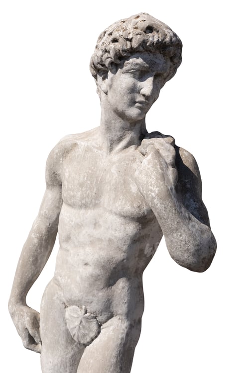 Preview: Ancient stone sculpture of naked man on white background