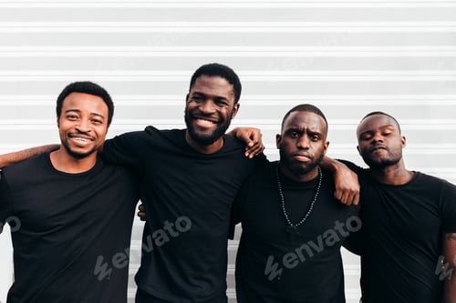 Preview: Black cool guys posing over white background