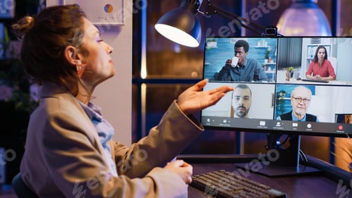 Preview: Entrepreneur attending business meeting on video call