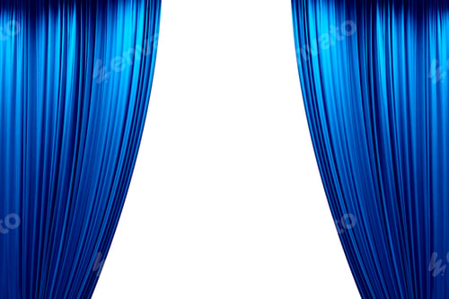 Preview: blue stage curtain, photo, isolated on white background