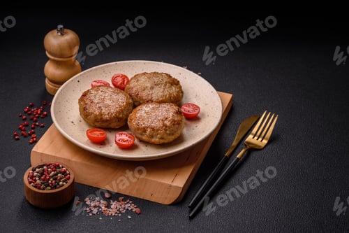 Preview: Delicious fresh fried minced fish cutlets with spices and herbs