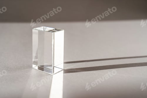 Preview: Transparent crystal prism on a white background.