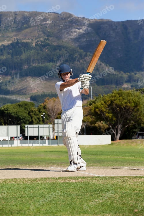 Preview: Full length of batsman playing cricket on field