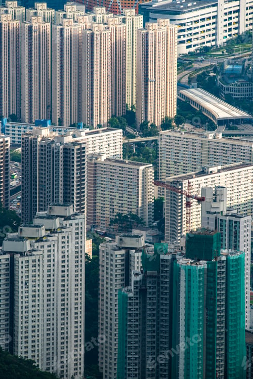 Preview: Hong Kong Victoria harbor city landscape, business downtown urban with skyline building