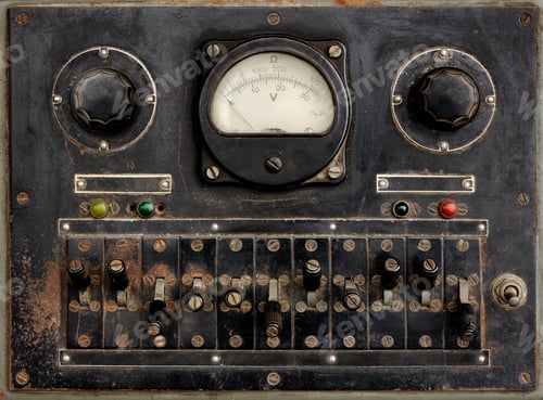 Preview: Old Weathered Electrical Control Panel with Switches