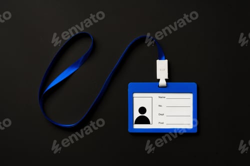 Preview: Badge on string on black background top view