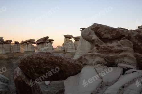 Preview: Landscape view of unique rock formation in the desert of New Mexico