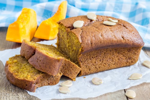 Preview: Loaf of fresh baked homemade pumpkin bread