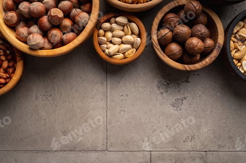 Preview: Assortment of nuts in bowls