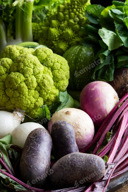Preview: Large baking pan with fresh mixed colourful vegetables