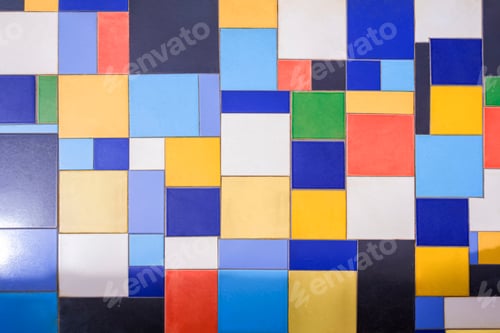 Preview: Abstract background of the old colorful tile pavement floor made from waste materials