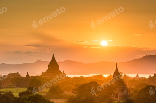 Preview: Bagan, Myanmar ancient temple ruins landscape in the archaeologi