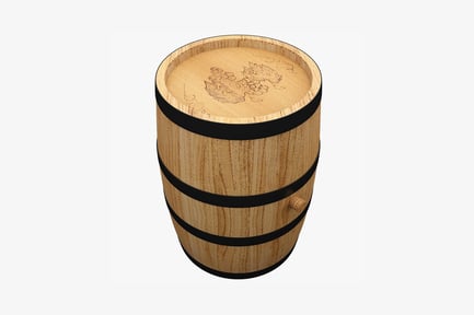 Preview: Wooden barrel with avian lid engraving and side handle