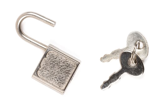 Preview: Padlock and Keys on a White Background