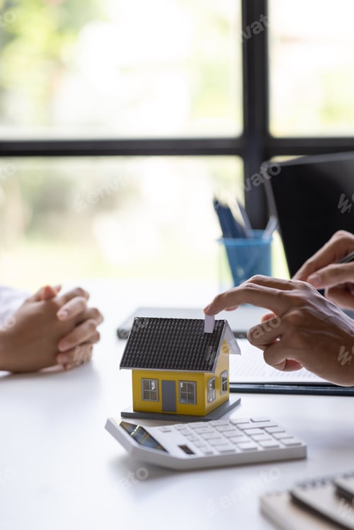 Preview: Real estate broker agent presenting and consult to customer to decision making sign insurance form a